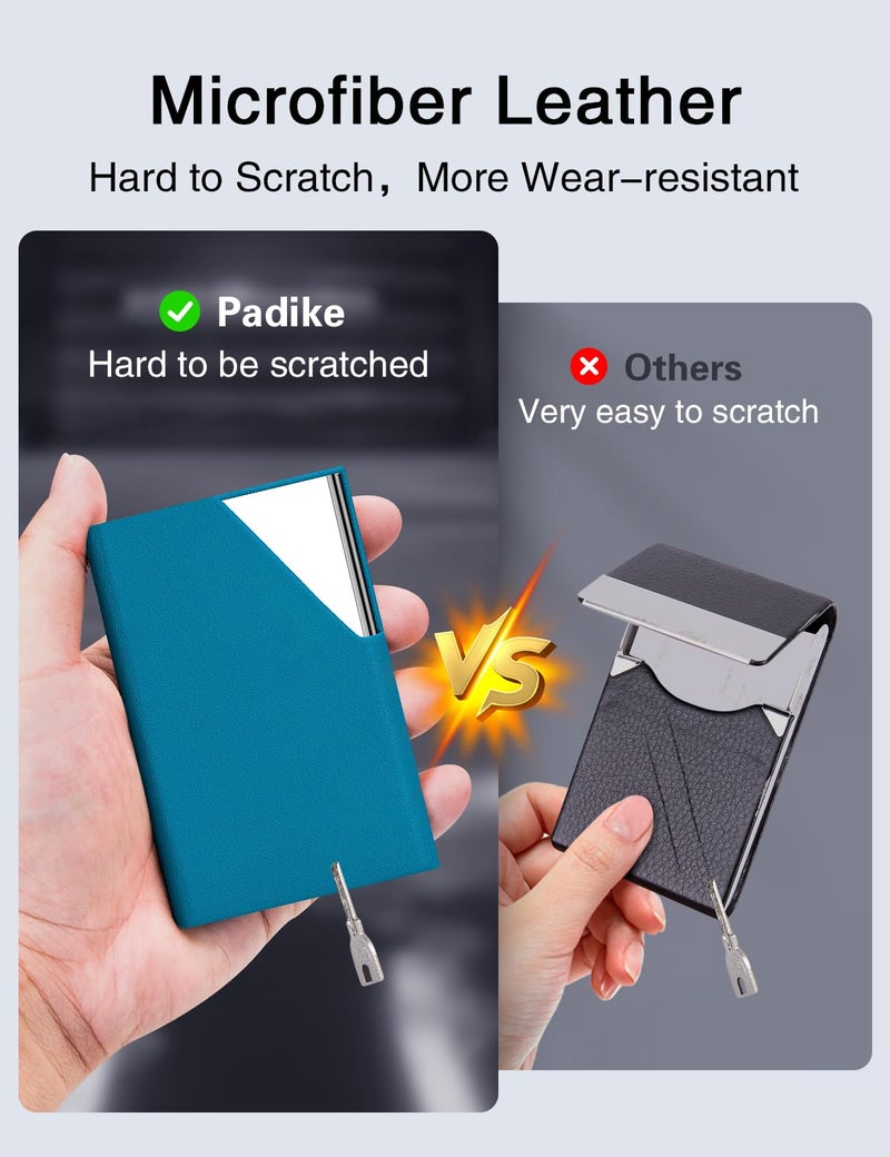 Padike Business Card Holder, Upgraded Leather Business Card Case Pocket Card Holders for Men or Women, Metal Slim Name Card Holder RFID Blocking Business Card Carrier with Magnetic Closure(Y-TQ) - Image 3